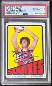 Julius "Dr. J" Erving Signed 1970 Topps Card #195 PSA/DNA Auto 10 84923099 - Picture 1 of 2