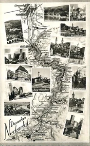 Germany 1960 Neckartal Nature Park Map of Neckartal Scenes of the Park Postcard - Picture 1 of 2