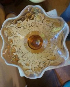 Fenton Glass Amber Opalescent Tulip Water Lily Compote 7 1/2" Caramel - Picture 1 of 12