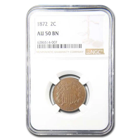 1872 Two Cent Piece AU-50 NGC (Brown) - SKU#273169 Cover