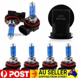 2-6x H11 55/100W Xenon White 5000K Halogen Blue Car Head Light Lamp Globes Bulbs - Picture 1 of 8