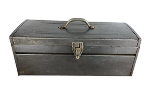 Vintage Dunlap Gray Steel Tool Box Gray Steel 22 x 8.5 x 8.5" - Picture 1 of 10