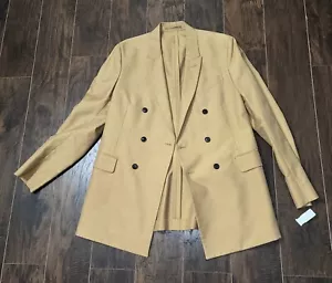 Faconnable Golden Brown Double Breasted 100% Cotton Men's Jacket Size 54L NWT - Picture 1 of 17