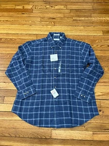 Camicia uomo John Ashford blu a quadri con bottoni manica lunga in flanella taglia XL nuova con etichette - Foto 1 di 4