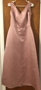 Watters Satin Formal Pink Maxi Evening V-Neck/Back Prom Gown, Size 12, EUC - Picture 1 of 5