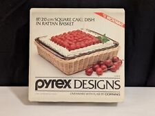Vintage 1986 Pyrex Designs Square Baking Dish Rattan Basket #2220-F New in Box