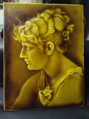 Azulejo Trent - c1883 - Mary Anderson "Partenia" - Antiguo retrato mayólica 10x13 Foto 1 de 4
