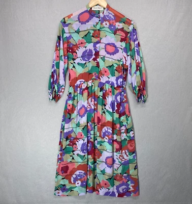 Vestido Vintage Albert Nipon Feminino 6 Floral Transparente Leve Fabricado nos EUA União - Imagem 1 de 4