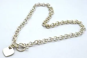 Taxco Mexico 925 Sterlingsilber runde Gliederkette Halskette mit Herz. "44 g, 17" - Bild 1 von 12