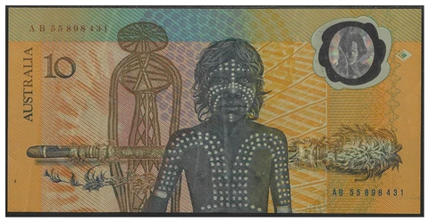 Australia 1988 Bicentenary $10 Polymer Banknote Johnston/Stone R310b aF-Fine #7 Cover