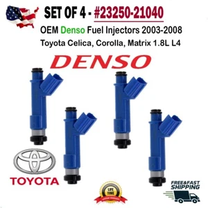 Genuine Denso set of 4 Fuel Injectors 2003-08 Toyota Matrix 1.8L L4 #23250-21040 - Bild 1 von 4
