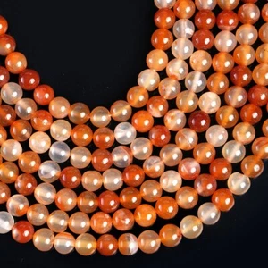 Cadena de cuentas lisas redondas de piedras preciosas de cornalina natural para hacer joyas de 15,5" - Imagen 1 de 7