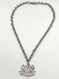 Hello Kitty Collana Catena Strass Sanrio Argento - Foto 1 di 6