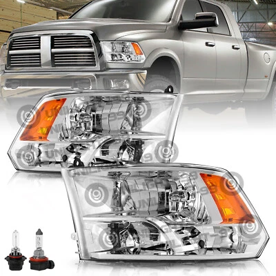 [ W/Bulbs] Pair for 2009-2018 Dodge Ram 1500 2500 3500 Chrome Quad Headlights - Image 1 of 4