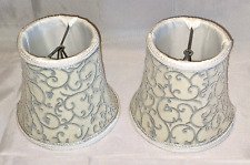 Set 2 Clip On Fabric Shades Velvet Floral Scroll Design Bell Sconce Small Lamp