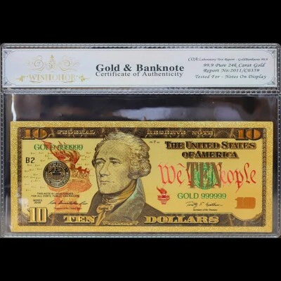 Gold 2009 $10 Ten Dollars Banknote Collectible with Bag & Certificate - Image 1 of 2