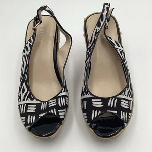 Nine West Women's Ikat Slingback Peep Toe Wedge Sandals Size 8 - Picture 1 of 10
