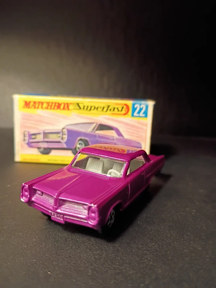 Matchbox  Superfast #22 Light  Purple Pontiac GP Coupe 1970 VN/MINT  Orig G Box - Image 1 of 4
