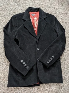 Guess Premium Blazer Jacket 3-Button Black Velvety Velour Cotton Medium Mens - Picture 1 of 11
