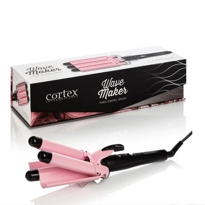 WAVE MAKER HAIR TOOL 1" CERAMIC COATED TRIPLE BARRELS PINK CURLS NO TANGLES NEW! - Image 1 of 3