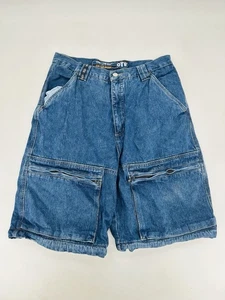 Vintage Y2K 2000s OTB On The Brink Jorts Baggy Zip Jeans Denim Shorts Size 30x10 - Picture 1 of 7