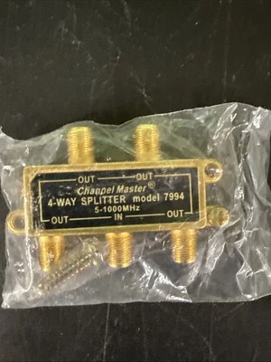 NEW CHANNEL MASTER 4Way Splitter 5-1,000 MHz - 1 In 4 out Cable Coaxial Splitter - Image 1 of 4