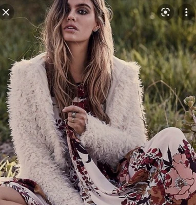 FREE PEOPLE FLUFFY ONCE UPON A HOODED JACKET IVORY XS/S - NWOT - Image 1 of 4