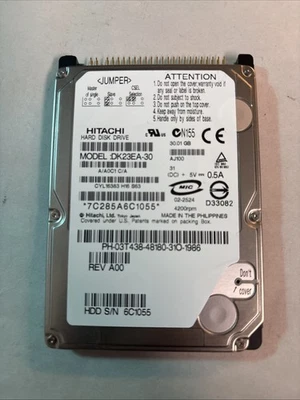 Hitachi 30GB DK23EA-30 IDE 2.5” HDD Laptop Hard Drive @HDD3 - Image 1 of 2