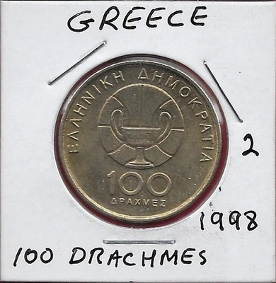 GREECE 100 DRACHMES 1998 XF-AU 1 YEAR TYPE,BASKETBALL CHAMPIONSHIPS,COMMEMORATIV - Image 1 of 2