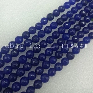 8mm Faceted Blue Jade Gemstone Round Loose Beads 15'' Strand DIY Jewelry Gift - Picture 1 of 2