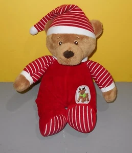 Peluche de Navidad de 12" Ganz renos para dormir bebé oso de peluche marrón rojo blanco a rayas - Imagen 1 de 2