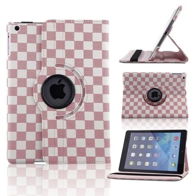 NEW 360 Rotating Stand Slim Lightweight Smart Case Grid Pink Apple iPad Air - Image 1 of 2