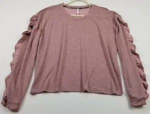 Xhilaration Pullover Damen Junior 2XL Rosa Rundhals Rüschen Langarm Stretch - Bild 1 von 9