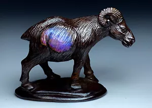 Carved Australian Boulder Opal Ram Fetish / Effigy - Picture 1 of 10