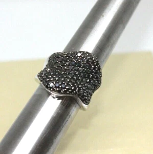 SJ SCHWARZER DIAMANT RING STERLINGSILBER 925 GRÖSSE 8 DURCHMESSER 3,2 KT DAMEN - Bild 1 von 10