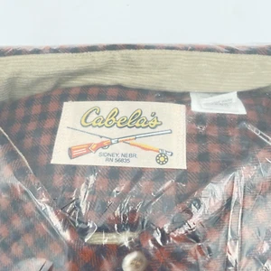 VTG Cabela's 100% Polyester Red XXL Flannel Button Up RN 56835 NEW OLD STOCK - Picture 1 of 7