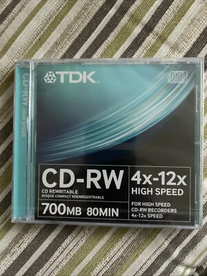 TDK CD-RW 80  4x 12x - 80MIN / 700MB - Rewritable Blank CDRW Disc - NEW & SEALED - Image 1 of 2