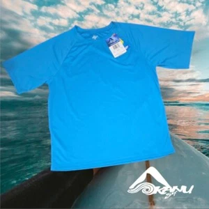 Kanu Surf Solid Rashguard Raglan UPF 50 Swim Tee 8077 Aqua M NEW - Picture 1 of 6