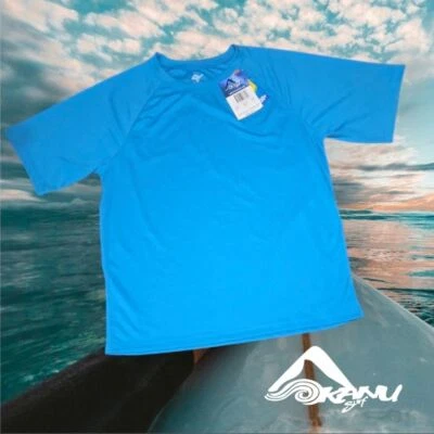Kanu Surf Solid Rashguard Raglan UPF 50 Swim Tee 8077 Aqua M NEW - Image 1 of 4