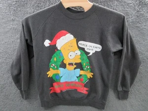 Vintage 1990 Simpsons Bart Simpson Xmas PEACE ON EARTH MAN Women's XL Sweatshirt - Picture 1 of 19