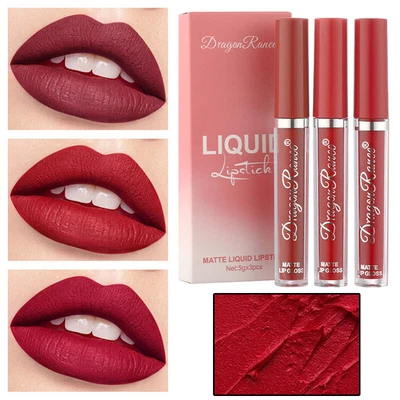 3pcs/set Long Lasting Lip Gloss Velvet Matte Liquid Lipstick Waterproof Cosmet z - Image 1 of 4