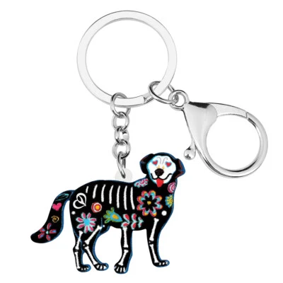 Halloween Acrílico Floral Labrador Perro Calavera Llaveros Coche Llavero Dijes Regalos Foto 1 de 4