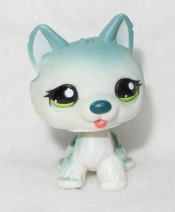 LITTLEST PET SHOP PETSHOP LPS #1563 HASBRO HUND HUSKY BLAU WEISS GRÜNE AUGEN - Bild 1 von 5