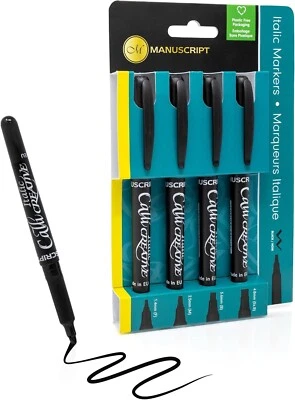 MANUSCRIPT 4 PENNE PENNARELLI CALLI CREATIVE NERE CORSIVO CALLIGRAFIA MANOSCRITTO PENNINI ASSORTITI