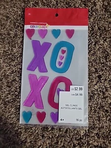 Valentine's Day Window Gel Cling Heart XOXO Teacher Supply Decoration NEW - Picture 1 of 4