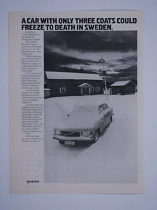 1973 Volvo Limousine Vintage Freeze To Death In Sweden Original Print Ad 8,5 x 11" - Bild 1 von 3