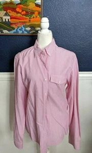 J Crew Pink Striped Collared Lightweight Oxford Cloth 100% Cotton Medium Slim - Picture 1 of 9
