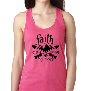 Camiseta sin mangas para mujer Faith Can Move Mountains religión cristiana iglesia bendita - Imagen 1 de 3