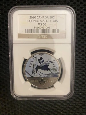 2010 Canada 50C Toronto Maple Leafs NGC MS66 - Image 1 of 2