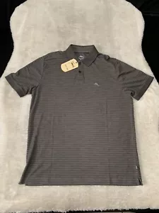 New Tommy Bahama Mens Short Sleeve Gray Striped Coal Polo Shirt Size Medium $99 - Picture 1 of 7